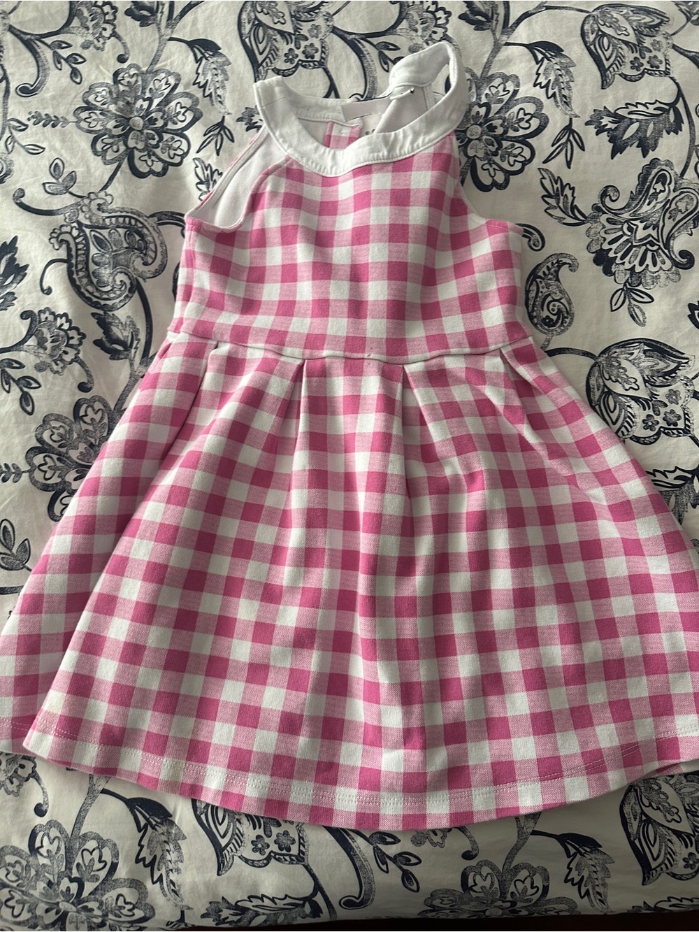 Janie and Jack Pink and White Gingham Sleeveless Dress